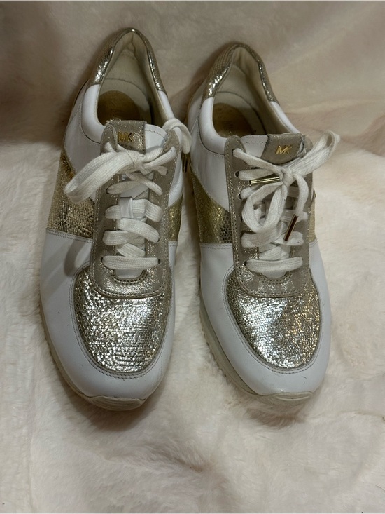 Michael Kors Shoes - Michael Kors White and Gold Women's Sparkle Lace-Up Sneakers